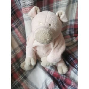 Doudou Peluche Cochon Rose Beige Billes Nou Mi Nou Dima - Occasion