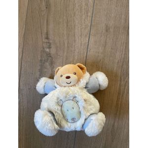Doudou peluche ours Kaloo bar Bear blanc bleu hiver boule tout doux - Occasion
