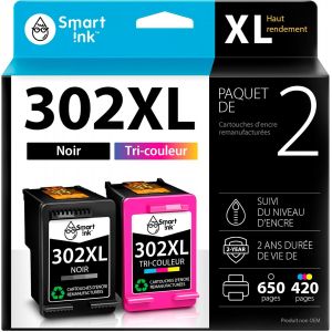 Remanufacturées Cartouches d'encre Remplacement pour HP 302 302XL 2 Pack Combo (Noir Tri-Colore) pour Deskjet 1110 1112 3630 3632 Envy 4510 4516 4520 4522 4525 Officejet 3830 4650 - Occasion