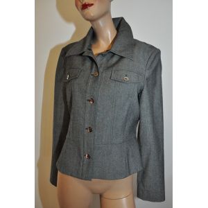 Veste Antonelle Sport - Laine & Coton - Noir/Gris - Tbe - Occasion