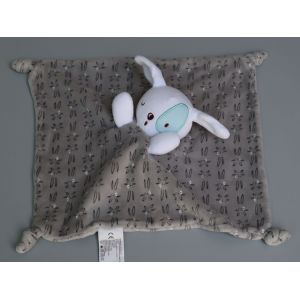 Doudou Lapin Plat Gris Blanc Siplec - Occasion