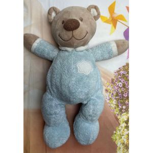 Doudou Ours Nattou Gilles Et Chlo&eacute; Ourson Bleu Nuage Blanc Peluche Jouet 30cm - Occasion