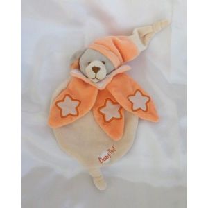 Doudou Peluche Plat Chien Luminescent Orange Beige Col Etoile Babynat - Occasion