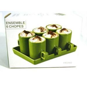 Ensemble 6 Chopes + 1 Plateau En Céramique - Occasion