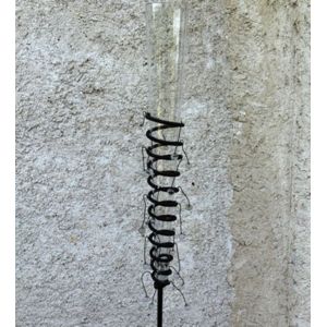 Vase en verre conique sur pied de m&eacute;tal - Occasion