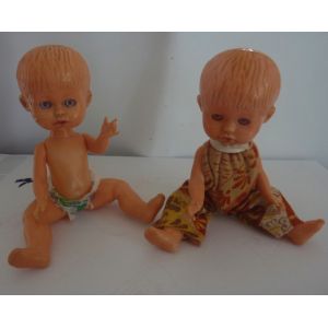 Vintage. Poupons Jumeaux Aux Yeux Dormeurs. Celluloid, Cs Italie. 14 Cm - Occasion