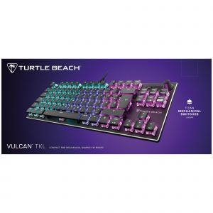 Turtle Beach Vulcan TKL - Clavier de jeu m&eacute;canique compact RGB, r&eacute;tro&eacute;clairage AIMO LED touche par touche, interrupteurs lin&eacute;aires Titan, plaque sup&eacute;rieure en aluminium, molette multim&eacute;dia, noir - Occasion
