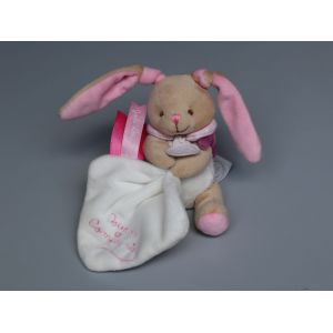 Doudou Lapin Beige Blanc Rose Mouchoir Doudou Et Compagnie - Occasion