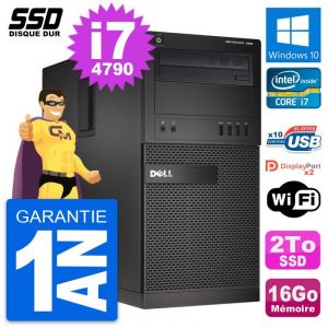 PC Tour Dell OptiPlex XE2 MT Intel Core i7-4790 RAM 16Go SSD 2To Windows 10 Wifi - Occasion