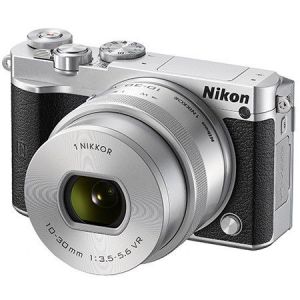 Hybride Nikon 1 J5 + 10-30 VR - 20mpx - Tactile- Nfc - Wifi - 20vps autofocus continu - vidéo 4K SILVER - Occasion