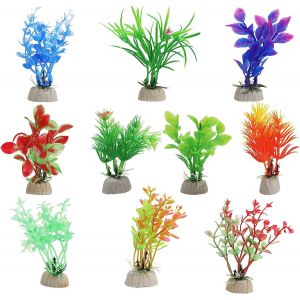 10 Pièces Aquarium Plantes D'aquarium, Petit Aquarium En Plastique Simulation Plantes Aquatiques Décoratif Aquarium Aquarium Petit Étang Décoration De Fausses Fleurs - Occasion