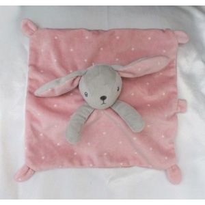 Doudou Plat Lapin Gris Rose Etoiles Blanc Attache Tétine Simba Toys - Occasion