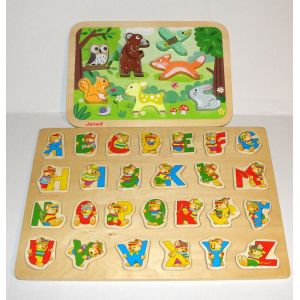 Puzzle Alphabet En Bois 26 Pieces + Puzzle En Bois Animaux De 7 Pieces Janod - Occasion