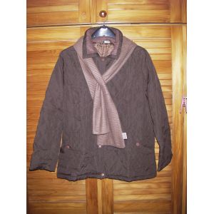 Parka + Écharpe Claire Neuville ,Coloris Chocolat Et Moka Ton Sur Ton ,Taille 46/48 . - Occasion
