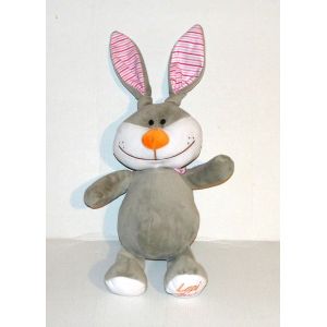 Peluche Lapin Fizzy Lapi Choco Doudou Lapinou Modele Rouge Rayé - Occasion