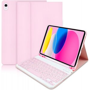 KGABERY-Ipad 10E Génération Avec Clavier 10,9 Pouces 2022-Smart Cover Légère Avec Réveil/Veille Automatique-Clavier Folio Amovible Pour Ipad 10E Génération 2022-Rose - Occasion