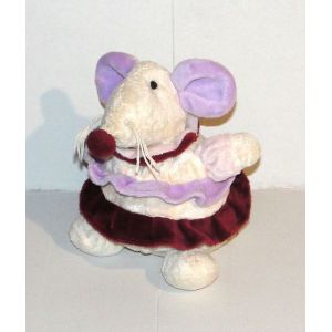 doudou souris boule crème mauve bordeaux baby nat - Occasion