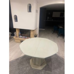 Vend Meubles De Salon État Presque Neuf Cérusé Vert ( Table Octogonale Pied Central , Meuble Tv Avec Plateau Amovible , Bahut 2 Portes +3 Tiroirs Centraux ) - Occasion