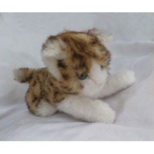 Doudou Peluche Chat Couché Tigré Et Blanc Yeux Bleus Anima - Occasion