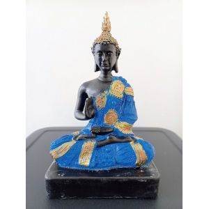 Statue R&eacute;sine Bouddha Tha&iuml; Bleu 18 cm - Occasion