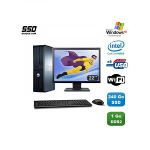 Lot PC DELL Optiplex 760 DT E5200 2,5Ghz 1Go DDR2 240Go SSD WIFI XP Pro + 22 - Occasion