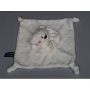 Doudou chat plat Orchestra Premaman blanc vert collerette - Occasion