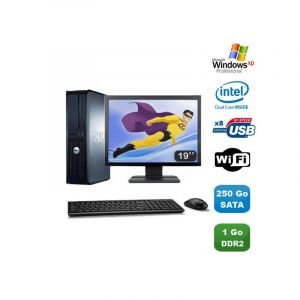 Lot PC DELL Optiplex 760 DT Intel E5200 2,5Ghz 1Go DDR2 250Go WIFI XP Pro + 19 - Occasion