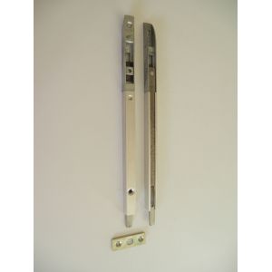 Verrou à Entailler FERCO 250, Onglet poussoir Alu massif, coffre Alu massif 13X12x250 + Gache plate, pour Porte demi-fixe - Occasion
