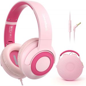 SUBZONAL-TONOSHARK Casque Audio Enfant Filaire avec Microphone, Volume Limit&eacute; &agrave; 85/94 DB, Casque Prise Jack Enfant, Ecouteurs Filaire, Pliable, pour Ecole/Maison/Voyage &iquest; &eacute;tui Inclus (Rose) - Occasion