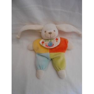 Doudou Lapin De Fil En Image Broderie Bavette Bavoir Hugo Escargot Champignon Baby Nat Babynat Bleu Vert Orange Jaune Semi Plat - Occasion