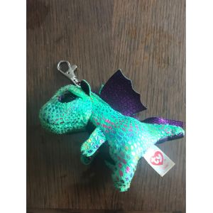 Petite Porte Cl&eacute; Ty Beanies Dragon Vert Et Violet 10cm - Occasion