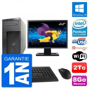 PC Tour Dell T1650 MT Ecran 22" Intel G2020 RAM 8Go Disque 2To Windows 10 Wifi - Occasion