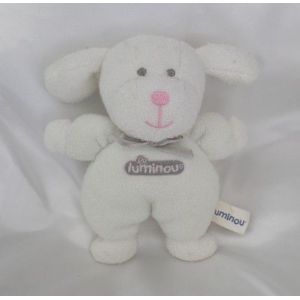 Doudou Peluche Chien Blanc Noeud Gris Jemini Luminou - Occasion