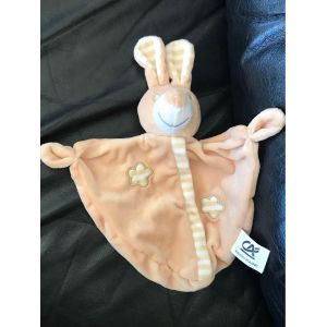 Doudou Plat Lapin Beige Blanc Rayé Fleurs Ca Credit Agricole 21-26cm - Occasion