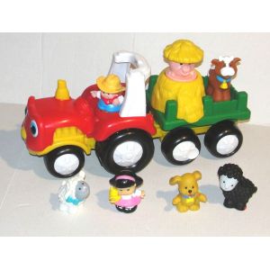 tracteur little people sonore fermier fisher price + 6 figurines vintage - Occasion