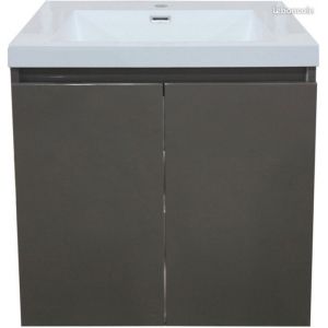 Meubles Sous-Vasque De Salle De Bain 70cm Alterna Priméo 2 Portes Gris Laqué - Occasion