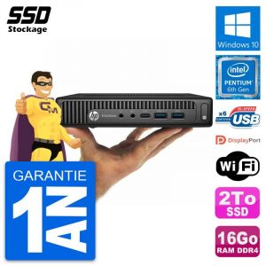 Ultra Mini PC HP 800 G2 DM Intel Pentium G4400T RAM 16Go SSD 2To Windows 10 Wifi - Occasion