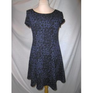 New Look Robe Imprim&eacute; Panth&egrave;re Noir Et Bleu T 36 - Occasion