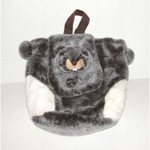 Peluche Castor Marmotte Sac A Dos Gris Blanc 27 Cm - Occasion