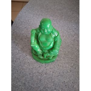 bouddha "rieur" vert en r&eacute;sine - Occasion