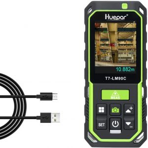 Huepar Télémètre Laser avec Caméra Zoom 2X/4X Mesure Distance Laser Haute Précision 90M 17 Modes de Mesure Capteur Inclinaison-LM90C - Occasion