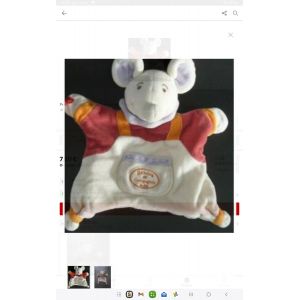 Peluche Souris Marionnette Ecru Rose Et Mauve - Occasion