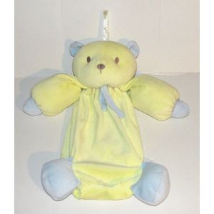 Peluche Ours Jaune Bleu Range Pyjama Sucre D'orge - Doudou Ourson 39 Cm - Occasion