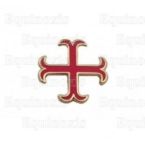 Pin's Templier  Croix Ancrée Émaillée Rouge - Occasion