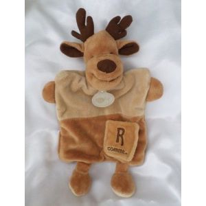 Doudou Peluche Plat Marionnette Renne Alphabet R Comme Babynat - Occasion