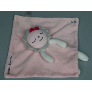 Doudou Fleur Plat Rose Blanc Gris Obaïbi - Occasion