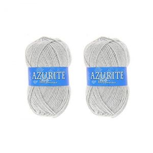 Lot 2 Pelote De Laine Azurite 100% Acrylique Tricot Crochet Tricoter - Gris - 0579 - Occasion