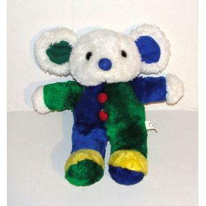 Peluche Souris Blanche Bleu Verte Vintage Gipsy - Doudou Souris 28 Cm - Occasion