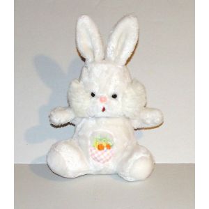 Peluche Lapin Blanc Vintage Doudou Lapin Assis Panier Fruits Legumes - Occasion