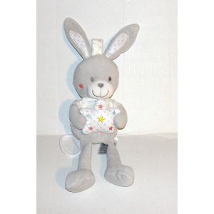 Lapin Musical Mots D'enfants Doudou Peluche Lapin Gris Étoilés - Occasion